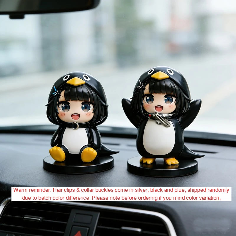 Gugugaga Terminal Land Little Penguin Administrator Resin Figure Model, Car Ornament Cartoon Figure Desktop Ornament Gift