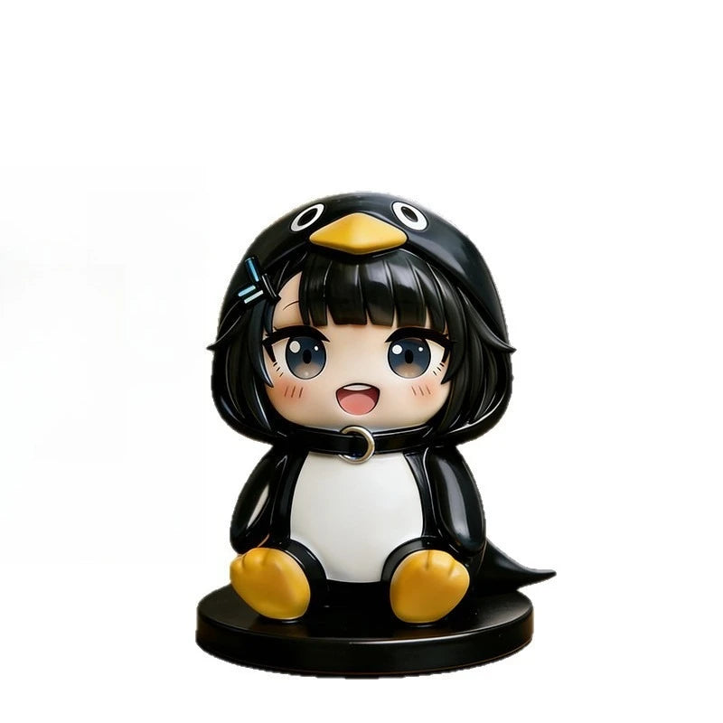 Gugugaga Terminal Land Little Penguin Administrator Resin Figure Model, Car Ornament Cartoon Figure Desktop Ornament Gift