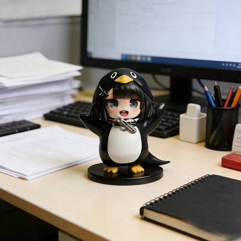 Gugugaga Terminal Land Little Penguin Administrator Resin Figure Model, Car Ornament Cartoon Figure Desktop Ornament Gift