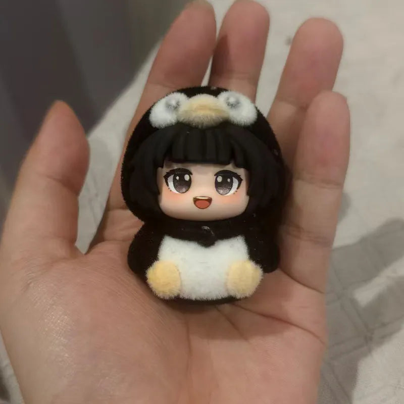 5cm Cartoon Gugu Gaga Penguin Figurine Q Version Flocked Doll Cute Anime Desktop Computer Case Decoration Toys Surprise Gifts